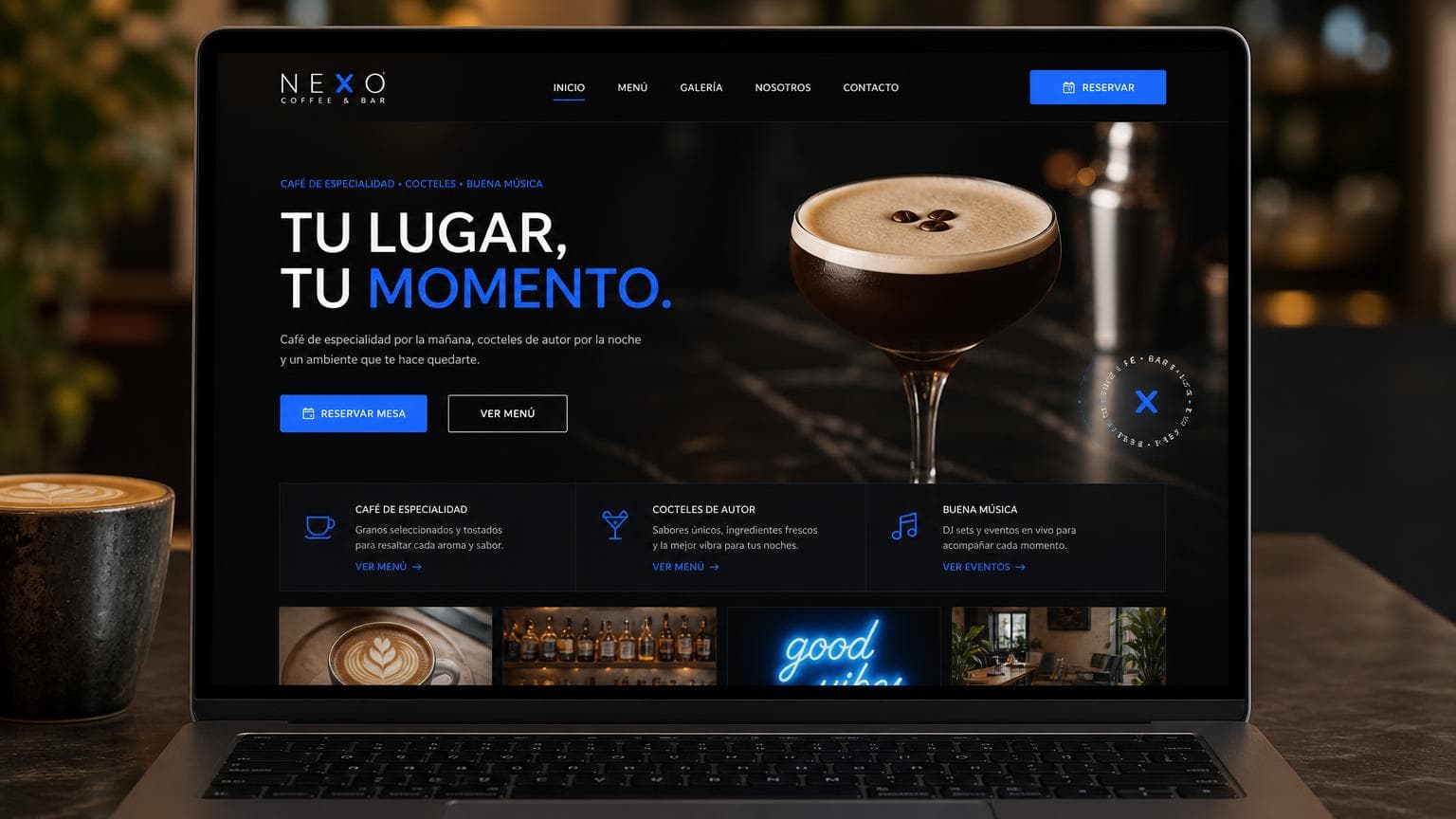 Bar & Café — Eine digitale Karte, die Bestellungen anzieht